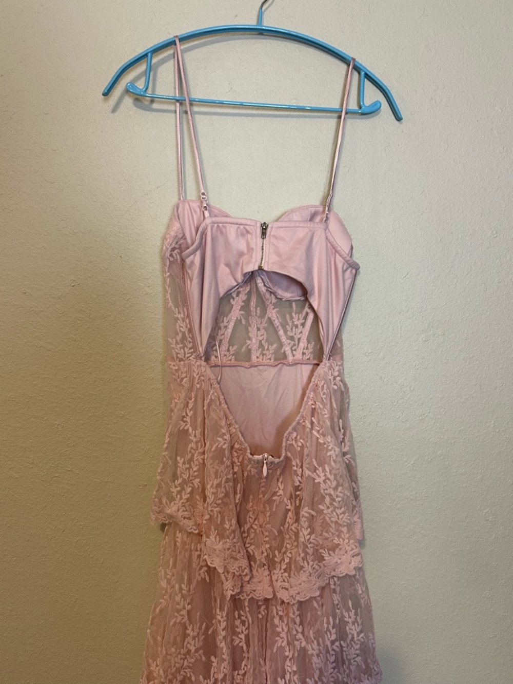 Maniju Dress Pink Lace Gown Dress Size Large - Picture 7 of 9